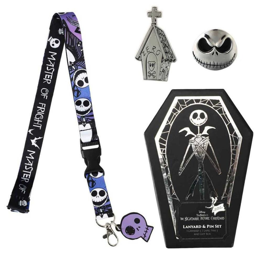 Nightmare Before Christmas Jack Skellington Zero Tomb Lanyard Lapel Pin Box Set